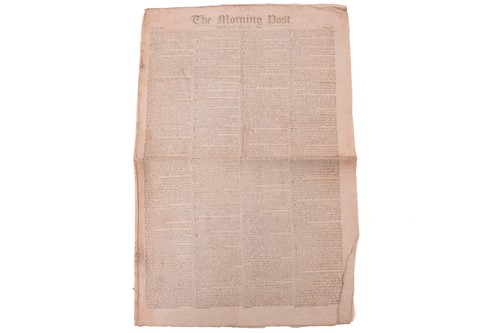 Lot 178 - Lord Nelson: The Morning Post newspaper, dated...