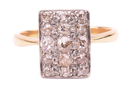 Lot 227 - A diamond panel ring, the rectangular cluster...