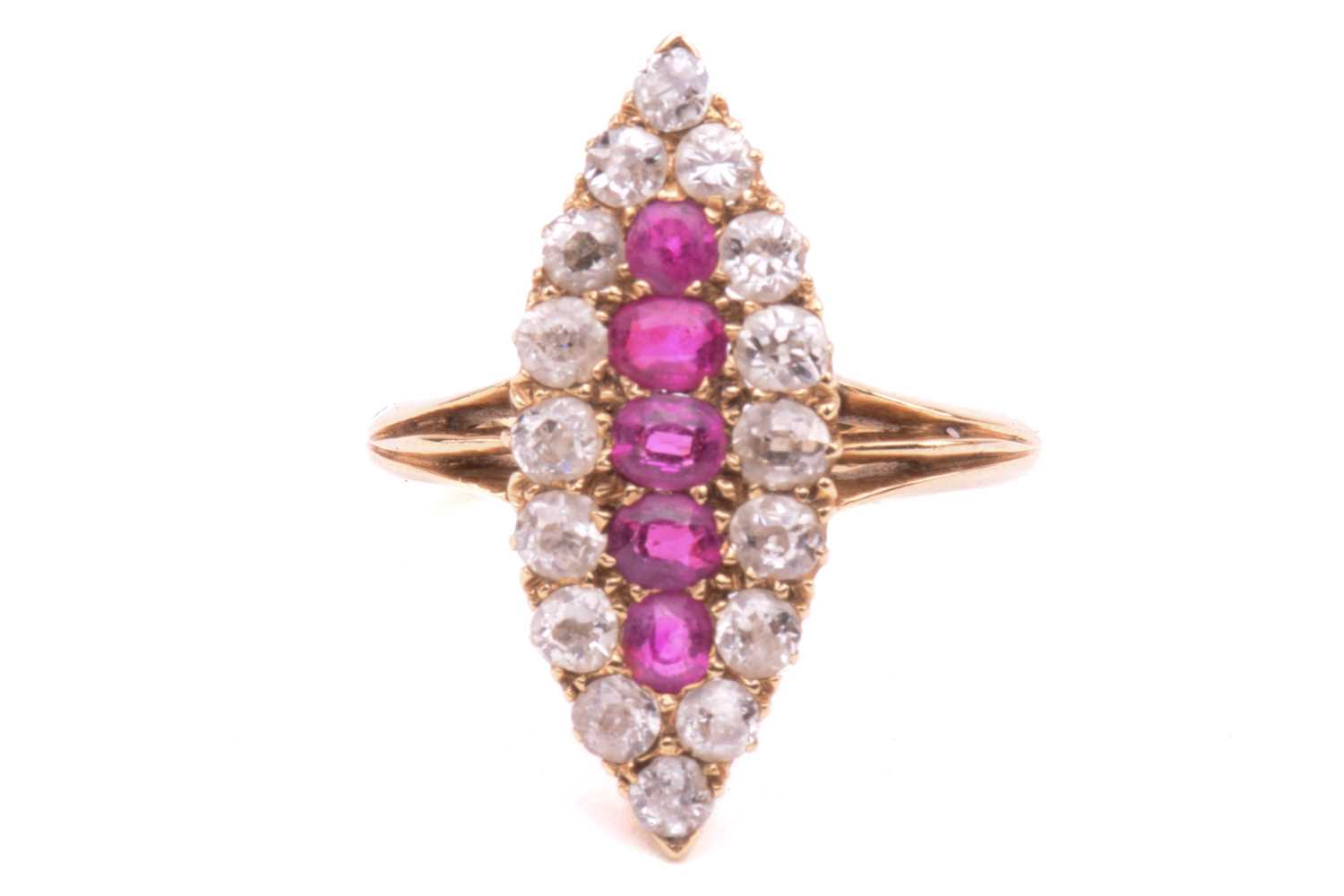 Lot 155 - A late Victorian ruby and diamond cluster ring,...