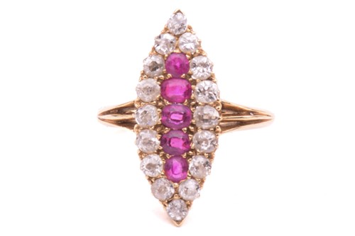 Lot 155 - A late Victorian ruby and diamond cluster ring,...