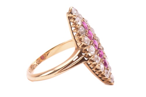 Lot 155 - A late Victorian ruby and diamond cluster ring,...