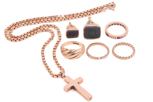 Lot 125 - A gold cross pendant with English hallmarks...