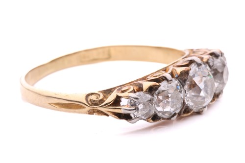 Lot 178 - A late Victorian diamond five stone ring, set...
