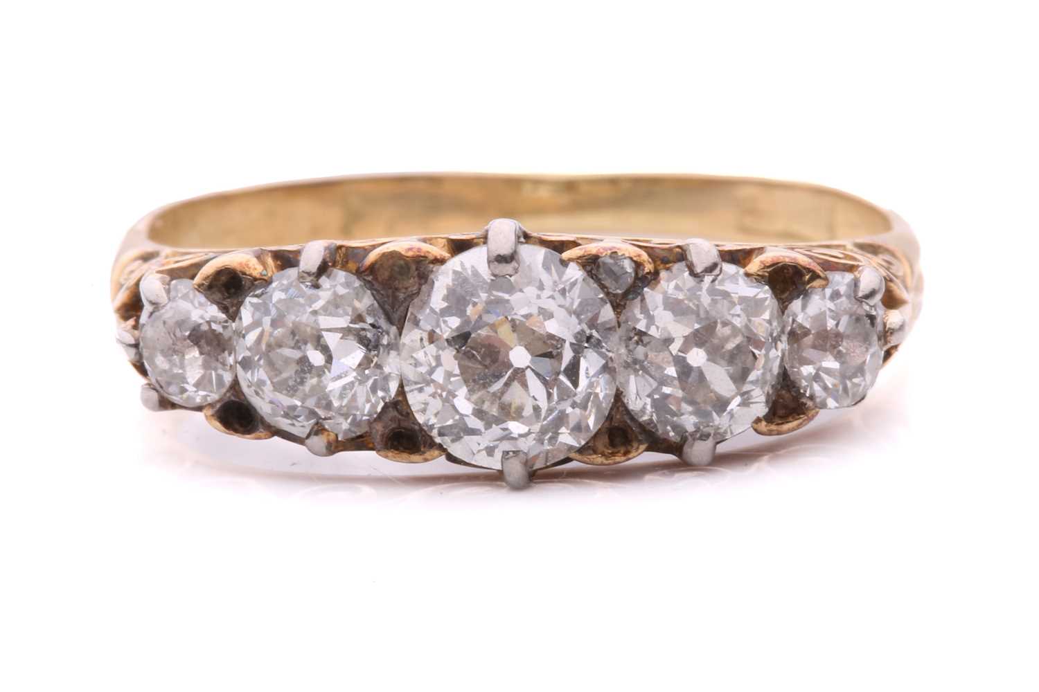 Lot 178 - A late Victorian diamond five stone ring, set...