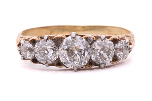 Lot 178 - A late Victorian diamond five stone ring, set...