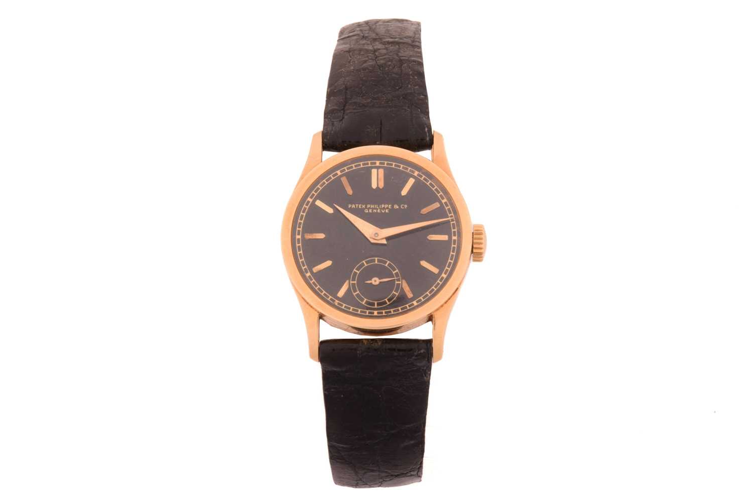 Lot 402 - A Patek Philippe Calatrava Black Dial Ref: 96,...