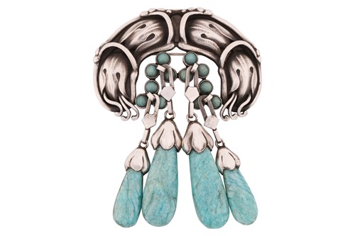 Lot 310 - Georg Jensen - a 'master brooch' of floral...