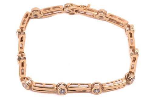 Lot 127 - A CZ baton link bracelet, set with alternating...