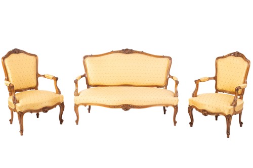 Lot 127 - A good quality Louis XV-style walnut framed...