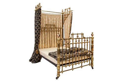 Lot 134 - A Victorian heavy square section gilt brass...