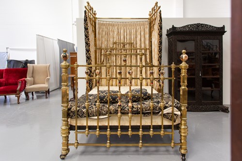 Lot 134 - A Victorian heavy square section gilt brass...