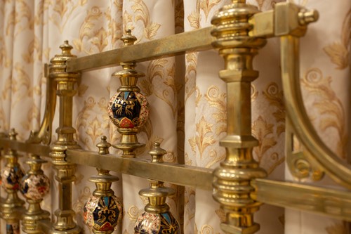 Lot 134 - A Victorian heavy square section gilt brass...