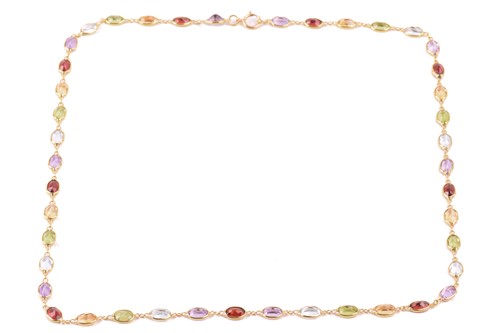 Lot 45 - A gem-set harlequin necklace, open-back links...