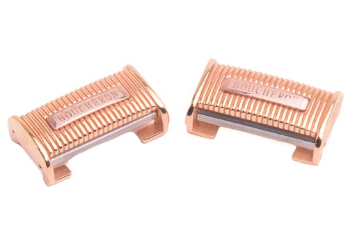 Lot 266 - Boucheron - two ribbed watch strap buckles for...