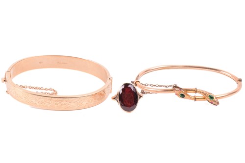 Lot 262 - A Victorian snake bangle set with paste, with...