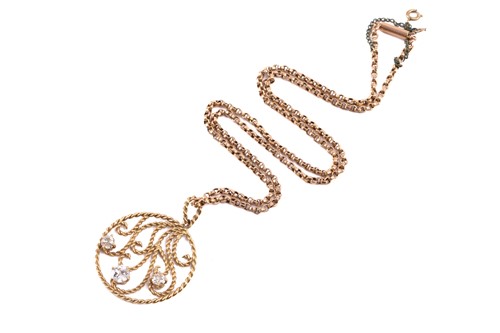 Lot 288 - A diamond pendant, set with three old cut...
