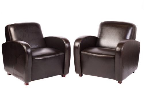 Lot 141 - A pair of Art Deco style brown hide...