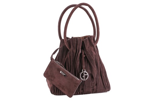 Lot 305 - Giorgio Armani - a pleated bucket bag in brown...