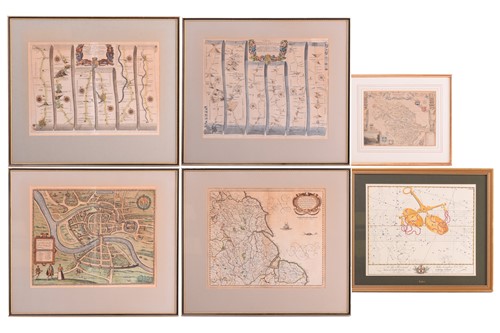 Lot 66 - John Ogilby (1600-1676), two coloured strip...