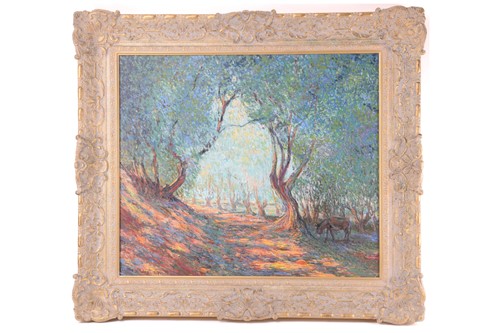 Lot 9 - John Myatt (b.1945), Olive Grove with Donkey,...