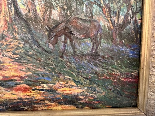 Lot 9 - John Myatt (b.1945), Olive Grove with Donkey,...