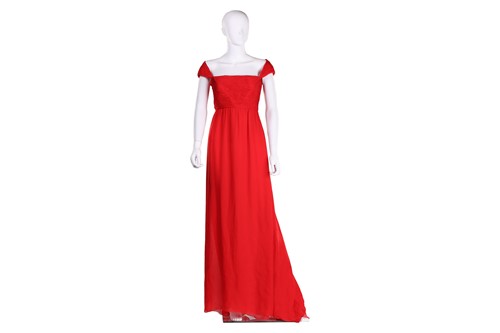 Lot 67 - Valentino; a red chiffon full length evening...
