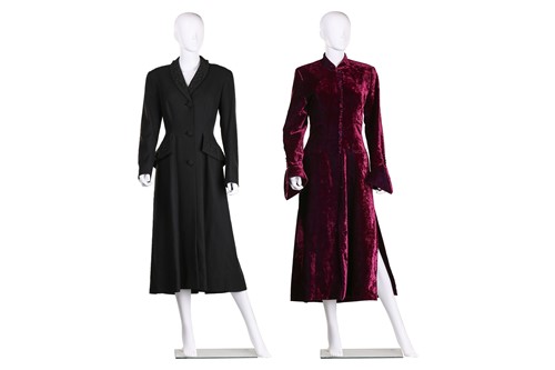 Lot 98 - Two evening coats comprising a Glenny black...
