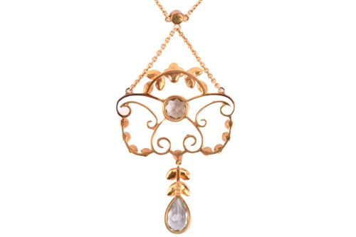 Lot 119 - An Edwardian aquamarine and seed pearl...