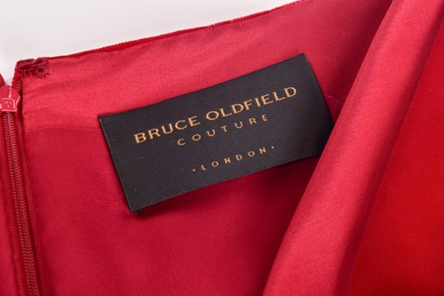 Lot 71 - Bruce Oldfield - a red velvet full-length...