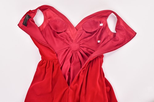 Lot 71 - Bruce Oldfield - a red velvet full-length...