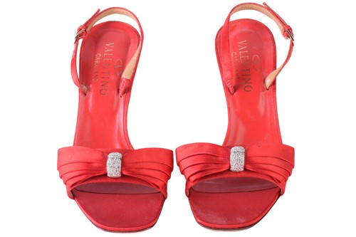 Lot 112 - Valetino Garavani - a pair of red satin open...