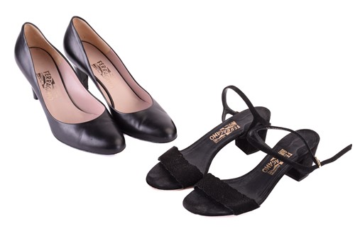 Lot 121 - Salavatore Ferragamo - two pairs of black...