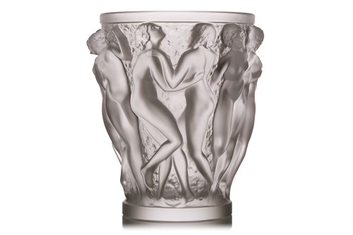 Lot 302 - A Lalique 'Bacchantes' frosted glass vase,...