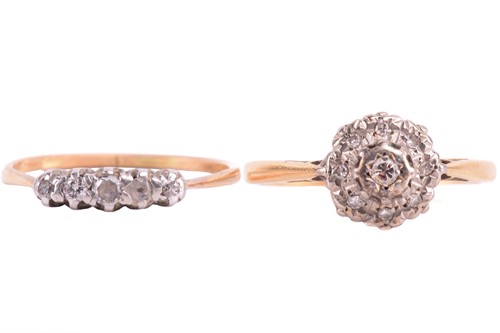 Lot 35 - Two diamond set rings; a five-stone ring set...