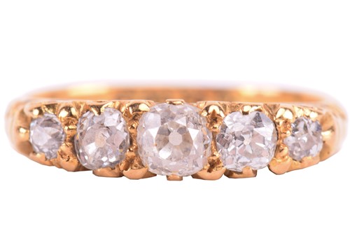 Lot 5 - A Victorian diamond five-stone carved half...