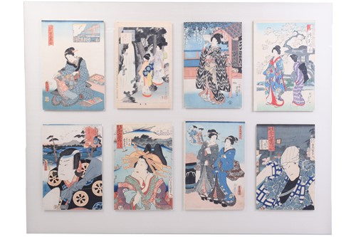 Lot 100 - Eight individually framed 19th-century...