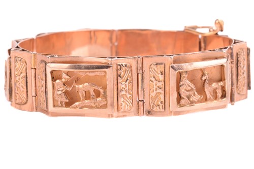 Lot 2 - A storyteller panel bracelet, modelled as a...