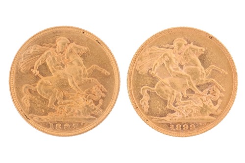 Lot 220 - Two Victorian sovereigns, dated 1897 and 1899.