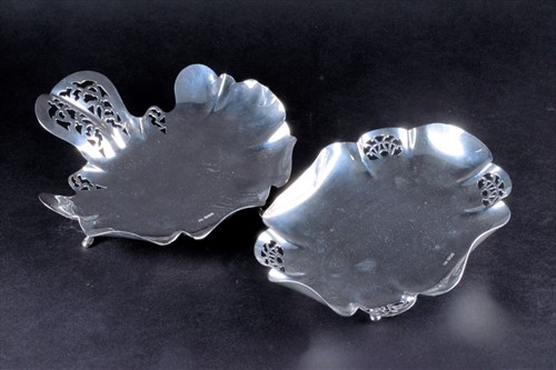 Lot 355 - Two silver pastry serving dishes with flared...