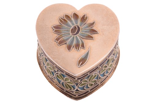 Lot 254 - A polychrome plique-à-jour enamel heart-shaped...