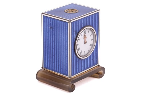 Lot 309 - A miniature French blue guilloche enamel...