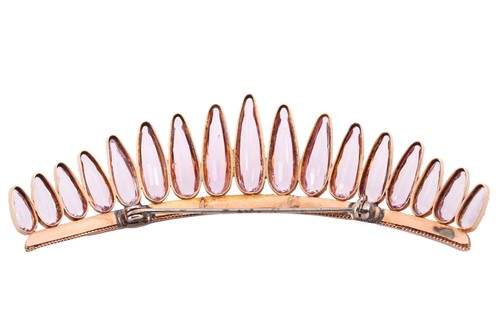 Lot 35 - An early Victorian pink topaz tiara hair piece,...