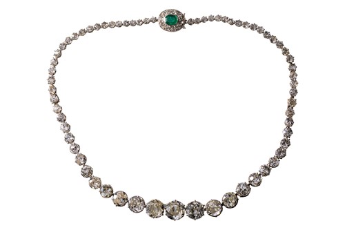 Lot 256 - A French diamond Riviere necklace circa 1930s,...