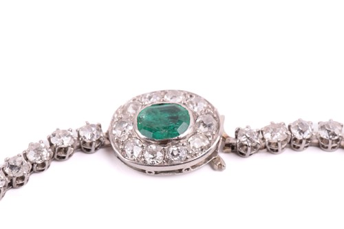Lot 256 - A French diamond Riviere necklace circa 1930s,...