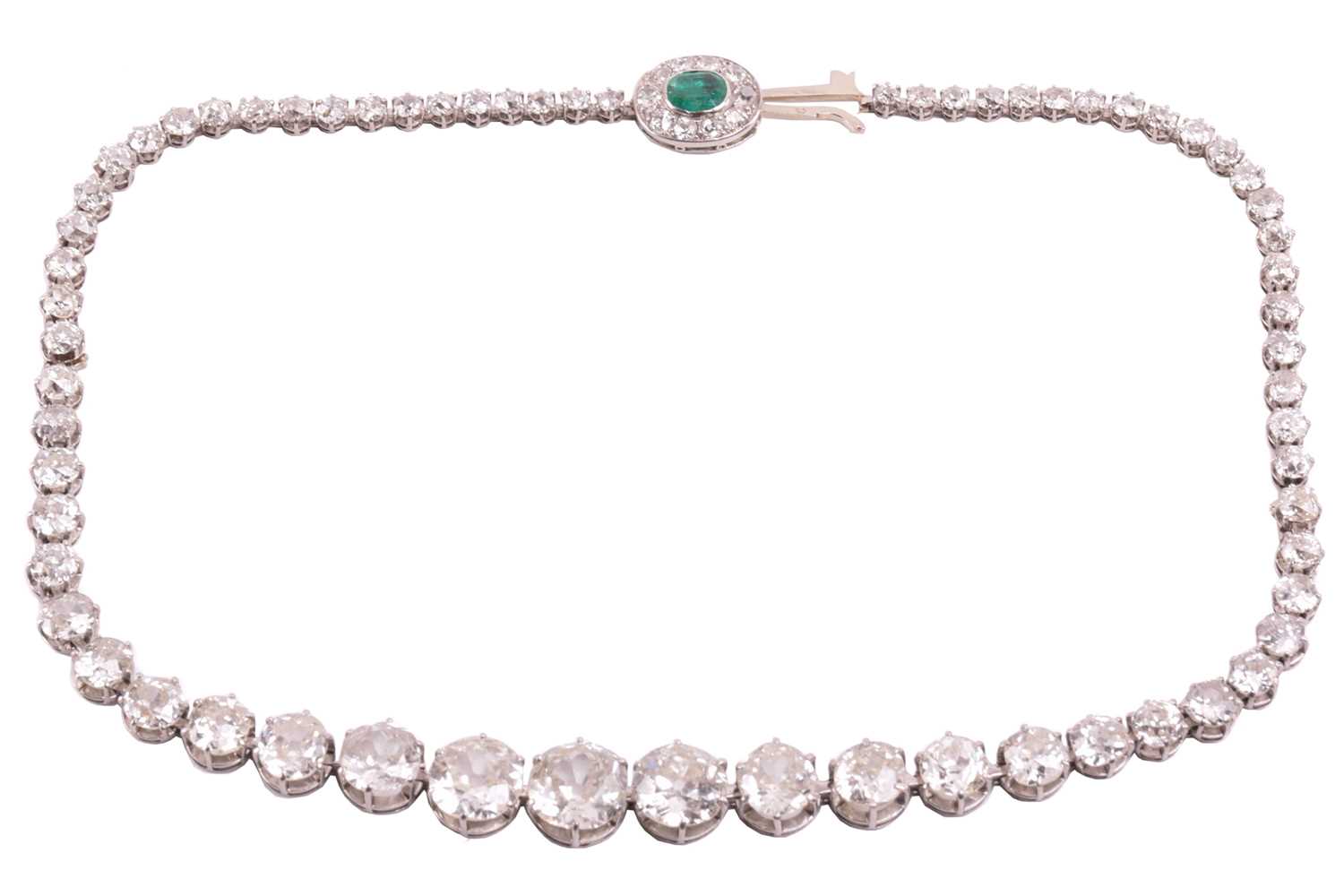 Lot 256 - A French diamond Riviere necklace circa 1930s,...