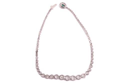 Lot 256 - A French diamond Riviere necklace circa 1930s,...