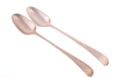 Lot 427 - A pair of George III silver serving spoons,...