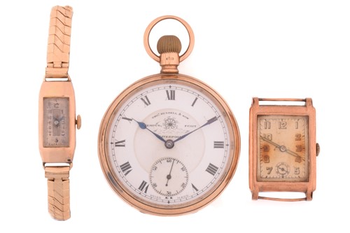 Lot 373 - An open-face pocket watch and 1936 wristlet...