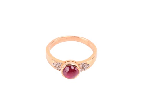 Lot 36 - A ruby dress ring and a pair of enamel pendant...