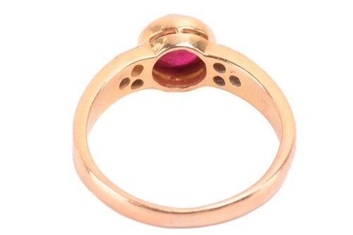Lot 36 - A ruby dress ring and a pair of enamel pendant...